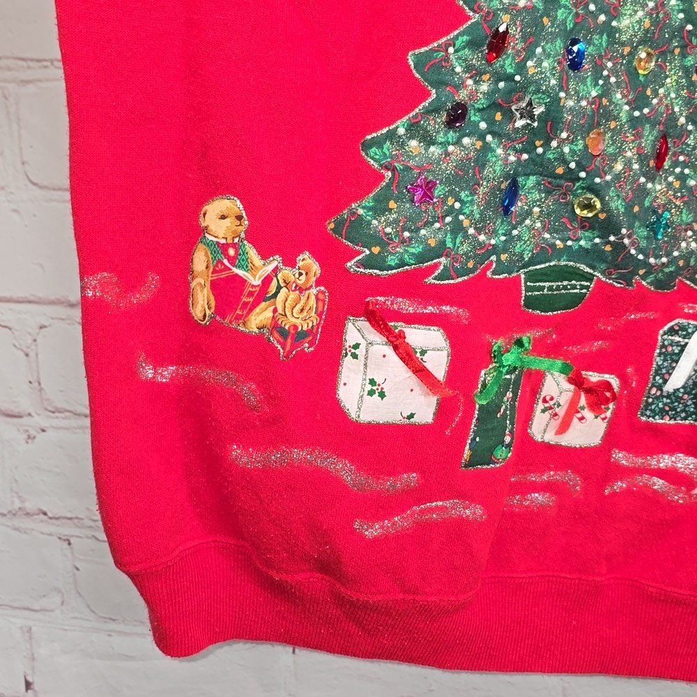 Hanes Her Way Christmas Sweatshirt Art to Wear Fashion Vintage Womens Size Large - Picture 5 of 12
